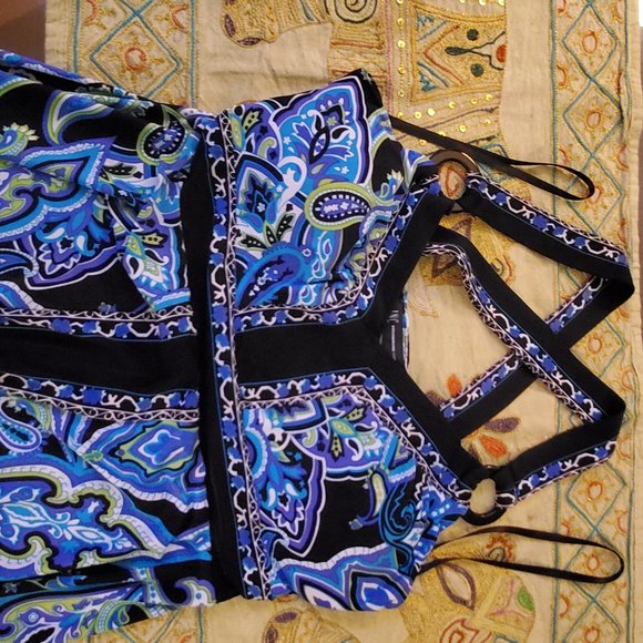 Beautiful Unique Summer Dress - INC - Small - Blue, Purple, White, Black Paisley - Picture 2 of 4